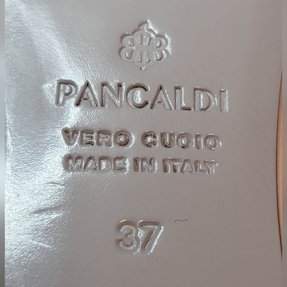 Pancaldi Open Toe Flat Leather  Shoes Sz 37 Italy NEW - Picture 14 of 16